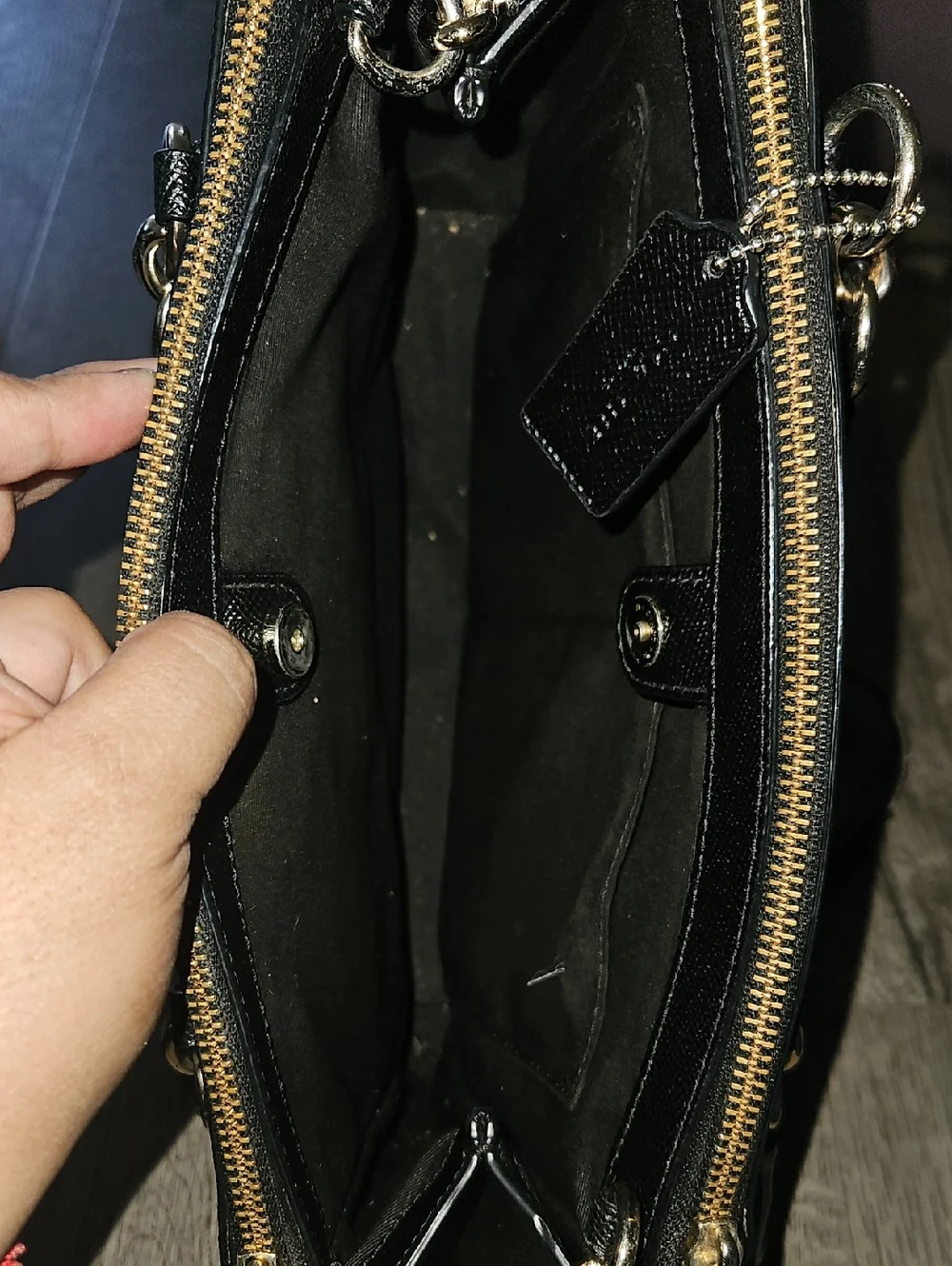 Coach Black Leather Shoulder Bag with Gold Accents - Picture 7 of 7